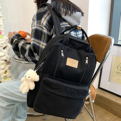 Solid Color Women Backpack High Quality Youth Waterproof Backpacks for Teenage Girls Female School Shoulder Bag Bagpack