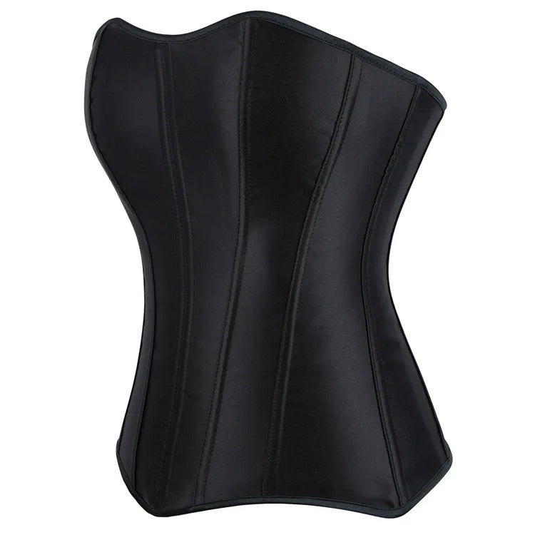 White Sexy Corsets Bustiers for Women Overbust Corset Top Corselet Satin Up Zipper Corsetto Shaper Gothic Korsett Black