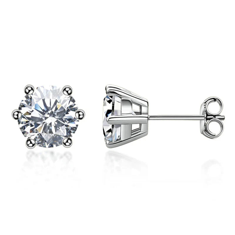 Real 0.5ct/1ct/2ct D Color Moissanite 925 Sterling Silver Gold Plated Stud Earrings For Women Wedding Fine Jewelry Gift