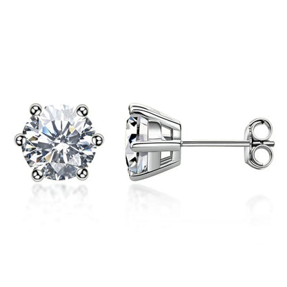 Real 0.5ct/1ct/2ct D Color Moissanite 925 Sterling Silver Gold Plated Stud Earrings For Women Wedding Fine Jewelry Gift
