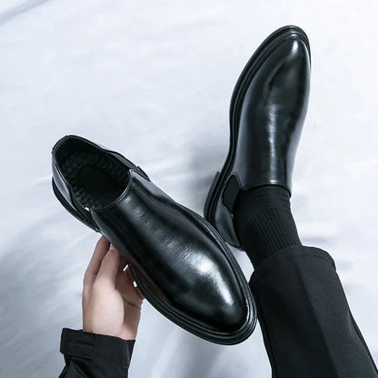 Men's riding boots British low-top short leather boots men's business formal leather shoes genuine leather casual Chelsea boots