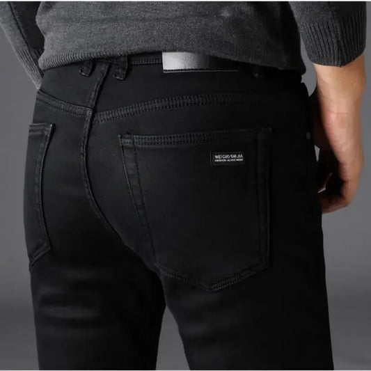 2023 Men's Stretch Black Jeans Classic Style Business Fashion Pure Slim-fit Denim Pants Male Brand Casual Trousers