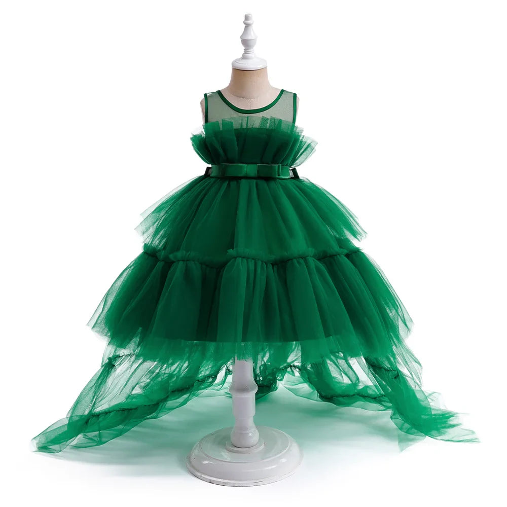 Elegant Tulle Bridesmaids Party Girls Dresses Summer Baptism Birthday Wedding Prom Princess Dress for Girl Christmas Kids Clohes