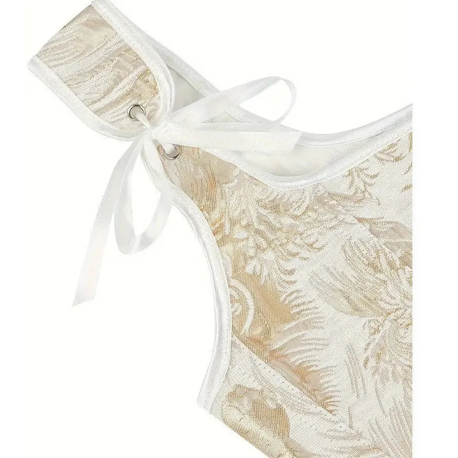 This printed double shoulder strap can be tied with a bow It's a sexy strapless and body-shaping top for women