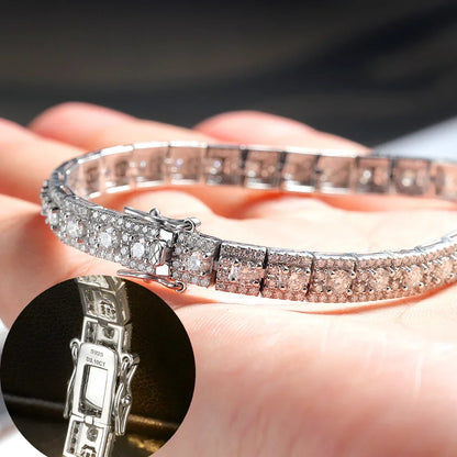 Luxury 3mm Full Moissanite Tennis Bracelet 100% S925 Silver D Color VVS1 Lab Diamond Chain Sparkling Fine Party Jewelry