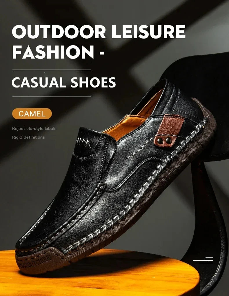 New Fashion Men Casual Shoes Handmade Leather Loafers Comfortable Men's Shoes Quality Split Leather Flat Driving Shoes Size 48