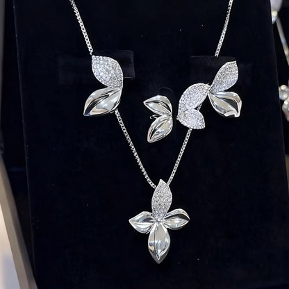 Luxury Bagutte Cut Middle East Jewelry Sets For Women Wedding Full Micro Cubic Zirconia Dress Necklace Earring Sets
