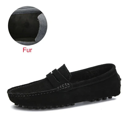 Large Size 49 Men Loafers Soft Moccasins High Quality Spring Autumn Genuine Leather Shoes Men Warm Flats Driving Shoes