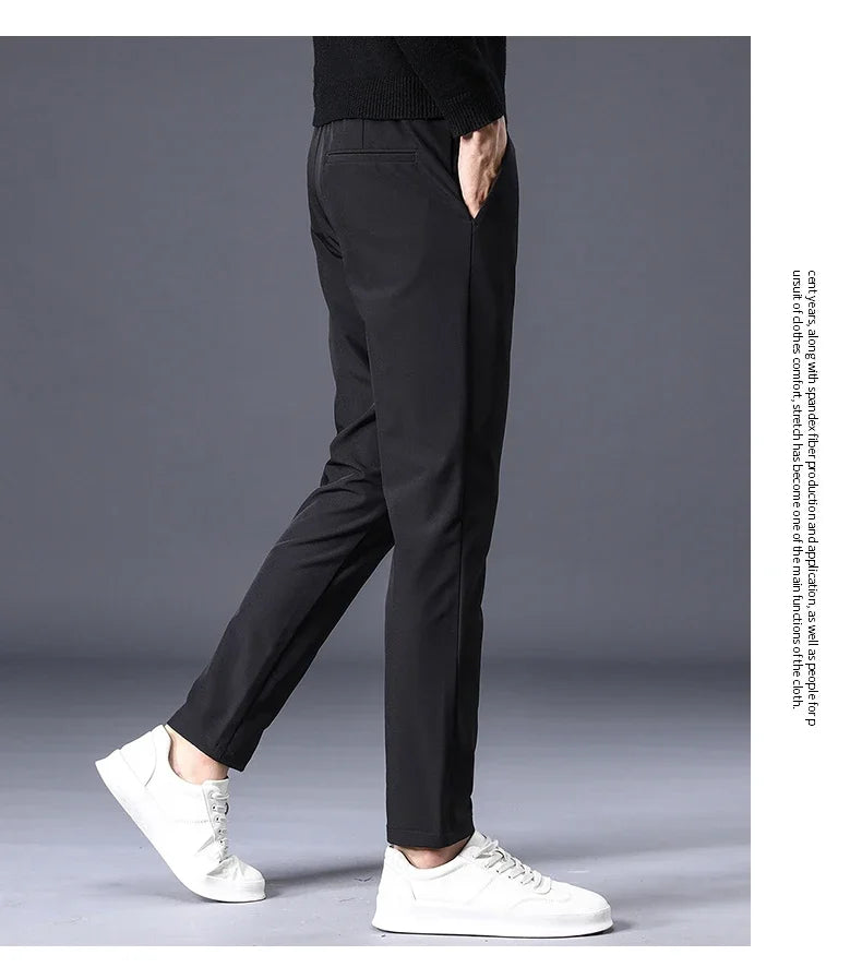 Fleece Pants Thick Men's Winter New Stretch Slim Business Warm Korean Fashion Plush Classic Trousers Male Brand 28-38