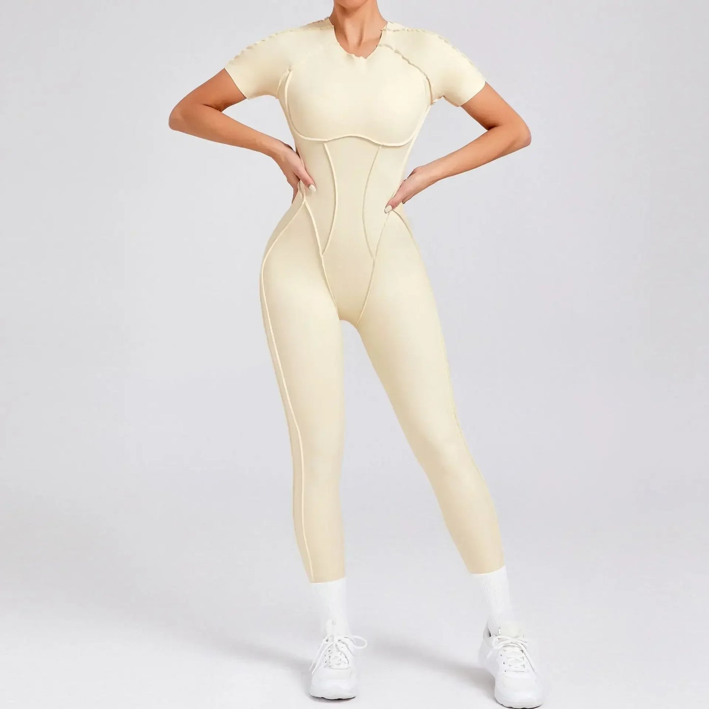 Women's High Elasticity Sports Bodysuit Kit Yoga Fitness Jumpsuit Open Back Hip-Lift Outdoors Gym Workout Sexy Fitness Outfit