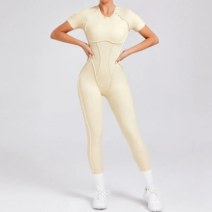 Women's High Elasticity Sports Bodysuit Kit Yoga Fitness Jumpsuit Open Back Hip-Lift Outdoors Gym Workout Sexy Fitness Outfit