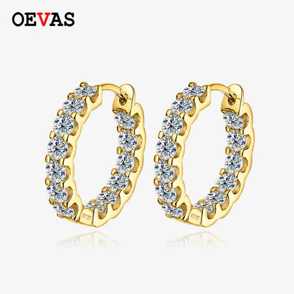 100% 925 Sterling Silver 3mm Real Moissanite Hoop Earrings For Men Women 2023 Trending Luxury Wedding Party Fine Jewelry