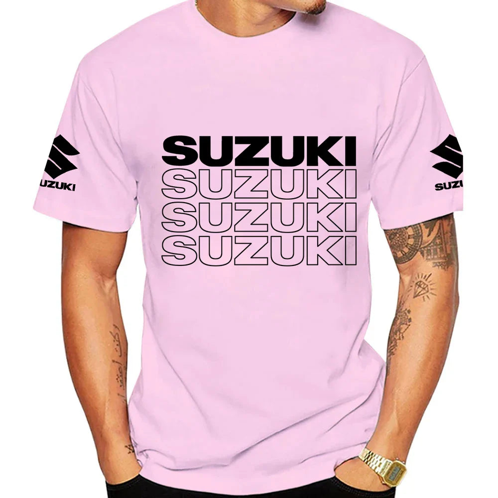 New Summer Racing Motorcycle 100% Cotton Trendy Men T-shirt Daily Outdoor Sports Party Casual Loose Street Short-sleeve