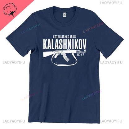 Vintage Classic Man Ak 47 TShirt Casual Fashion Military Fan Printed Cotton Shirt Summer O-neck Breathable Short-sleev Camisetas