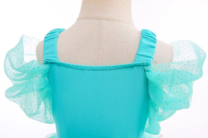 Princess Jasmine Princess Girl Ruffle Sleeve Ballet Dance Dress Tutu Skirt Short Skirt Ballet Performance Costume