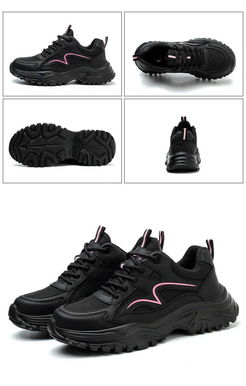 Safety Shoes Women Work Sneakers Structured Shoes Pneumatic-Proof Protective Shoes Work Boots Steel Toe Female Platform Shoes