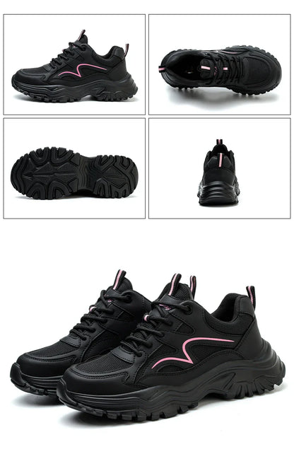 Safety Shoes Women Work Sneakers Structured Shoes Pneumatic-Proof Protective Shoes Work Boots Steel Toe Female Platform Shoes