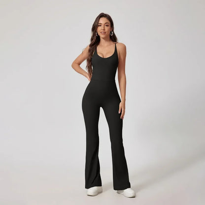 Seamless Yoga Jumpsuit Sets Beautiful Back Tight Hip Lift Trousers Micro Flared Trousers Outdoors Sports Fitness tracksuit Woman