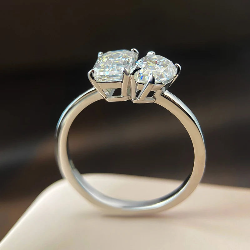 Moissanite Engagement Rings for Women 1ct/2ct D Color VVS1 Diamond with GRA S925 Sterling Sliver Promise Ring