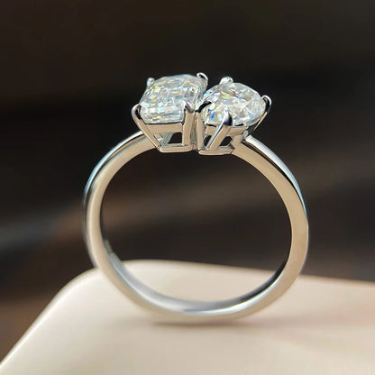 Moissanite Engagement Rings for Women 1ct/2ct D Color VVS1 Diamond with GRA S925 Sterling Sliver Promise Ring