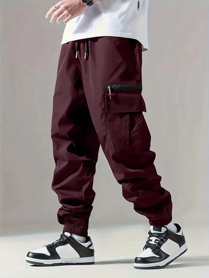 Men's Cargo Pants, Thin Trousers, Comfortable and Breathable, Outdoor Casual, Wearable, Running, Cycling, Multi-pocket 004