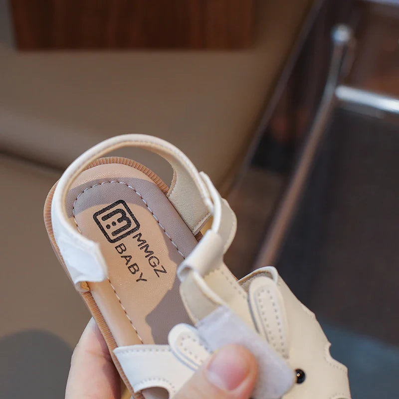 Toddler Children Sandals Rabbit Lovely White Brown Kids Summer Shoes Unisex Breathable Flexiable Comfy Boys Girls Shoes 21-30