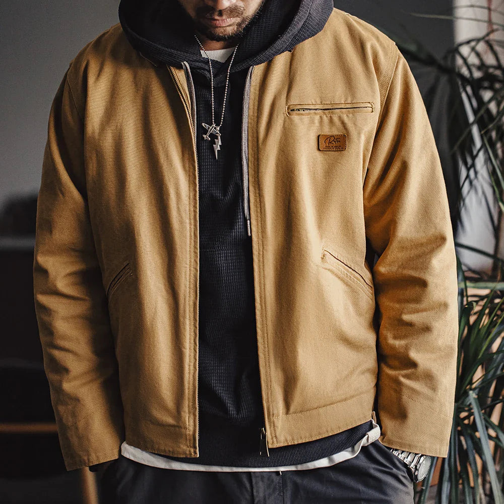 Retro Interstellar Same Style J001 Jacket Canvas Detroit Hunting Jacket Heavyweight Pocket Work Jacket Lapel Collar Coat