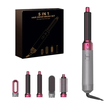 5 In 1 Professional Hair Dryer Hot Air Comb Brush With Curling Iron And Hair Straightener For Salon Quality Hair Styling