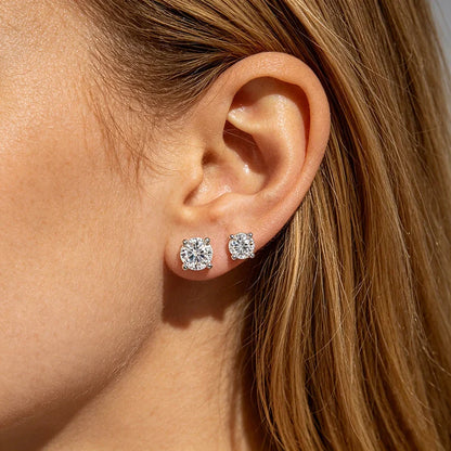 Certified 0.1-7CT 4-claws Moissanite Stud Earrings for Women Brilliant Cut Sparkling Lab Diamond Earring Pure 925 Silver