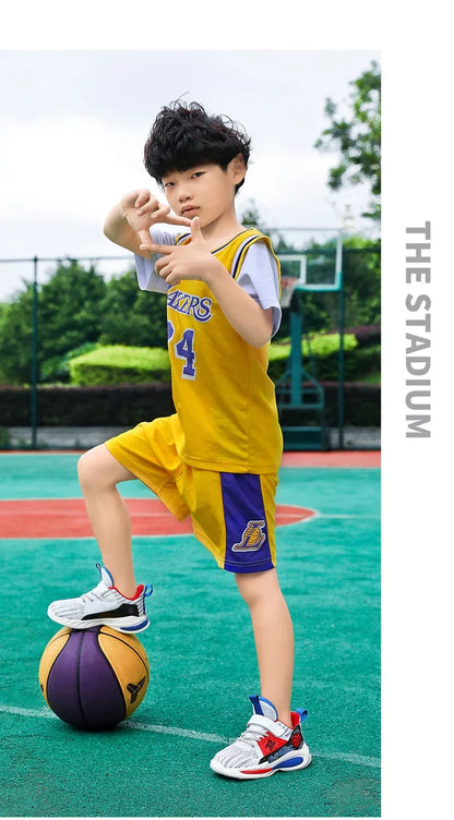 Brand Kids' Sports Shoes Non-slip Running Shoes Boys Basketball Sports Tennis Shoes Fashion Comfortable Teenager Casual Sneakers
