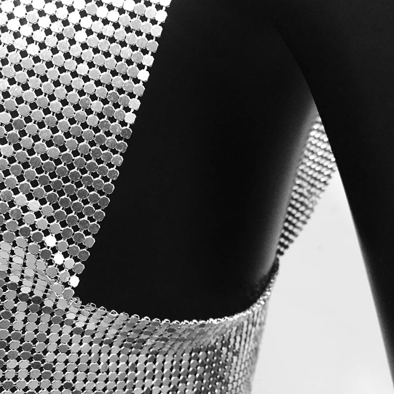 Sexy Metal Sequin Tank Top For Women y2k Summer Beach Backless Crop Top Rave Festival Club Outfits Camisole