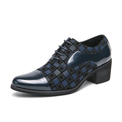 Hot Sale High Heel Mens Shoes Fashion Red Checkered Man Wedding Shoes Plus Size 38-46 Elegant Social Shoe Male chaussure hommes
