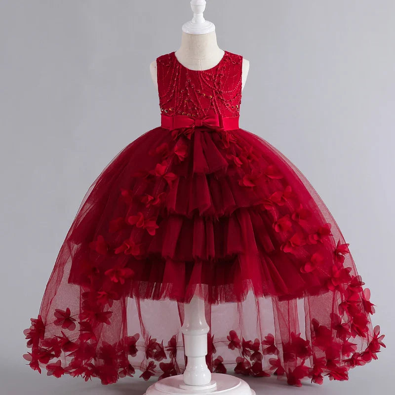 Kids for Girl's 3 to 12 years old Formal Evening Trailing Dress Sleeveless Princess Fluffy Cake Dinner Performance Dance