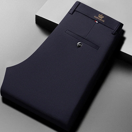 Plus Size 29-42 Mens Summer Thin Business Casual Suit Pants Long Dress Pants Men Elastic Straight Trousers Formal Pants