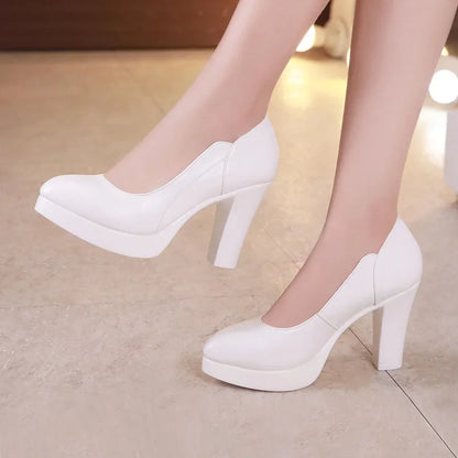 Small Size 32-43 Shallow Red Silver White Wedding Shoes Women Spring 2025 Thick Platform Pumps Woman High Heels for Office
