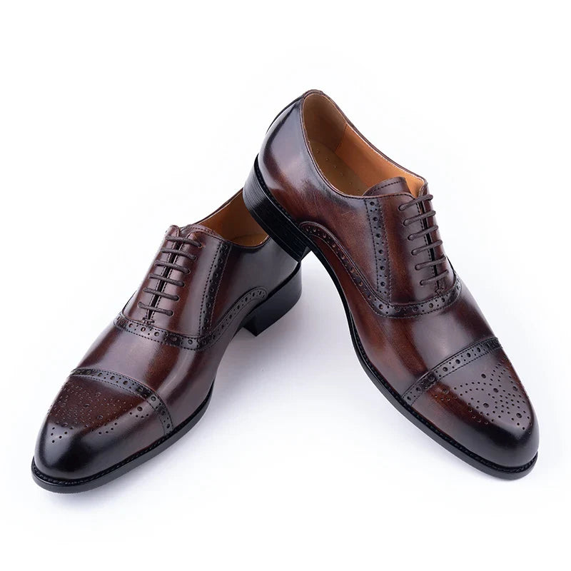 Luxury Mens Leather Wedding Shoes China Factory Hot Selling Handmade Genuine Men Formal Dress Shoes Lace-Up Classic Brogue Shoe