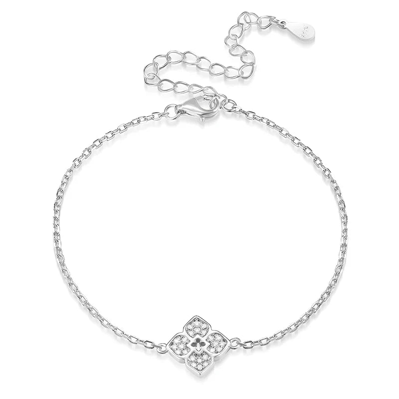 1mm Flowers Moissanite Bracelets for Women 14-20cm Size Adjustable Chain Classic 925 Sterling Silver Jewelry Plated 18K