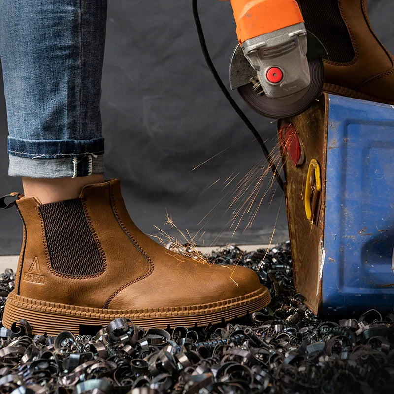 Waterproof Work Men Safety Boots Leather Boots Indestructible Male Work Shoes Men Winter Boots Safety Shoes With Steel Toe Shoe