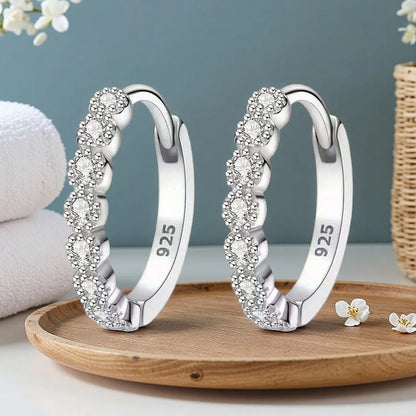 Trendy Silver Mini Stud Earrings for Women Stainless Steel Sparkling Zircon Piercing Jewelry Set Daily Party Tiny Simple