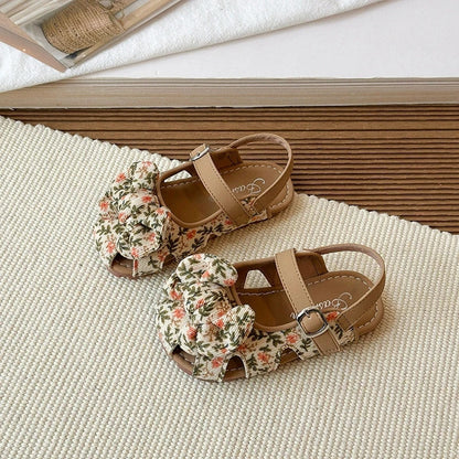 Summer 2026 Girls Sandals Baby Girl Shoes Fashion Leopard Print Soft Bottom Cute Bow Girls Princess Sandals