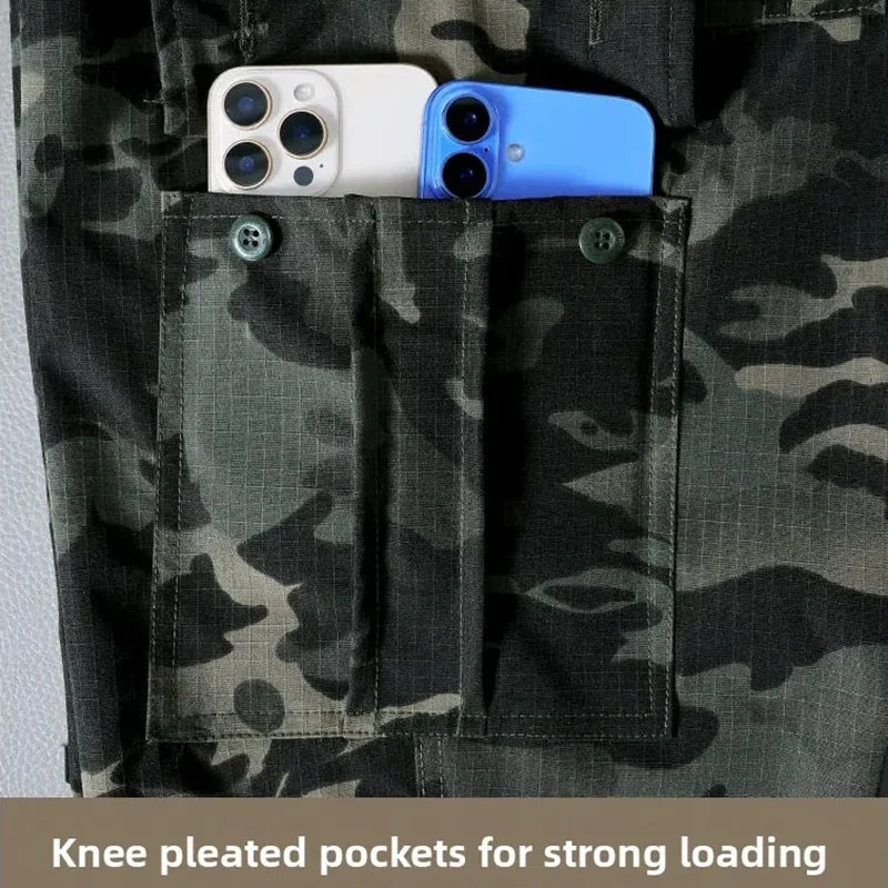 New Work Cargo Pant Men Wear-Resistant Stretch Tactical Trousers Casual Breathable Multi-Pocket Outdoor Waterproof Training Pant