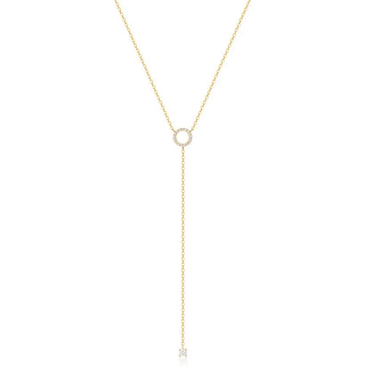 S925 Sterling Silver Double-Deck Circle Zircon Pendant Long O-Chain Choker Necklace 2024 Spring Women Wedding Fine Jewelry