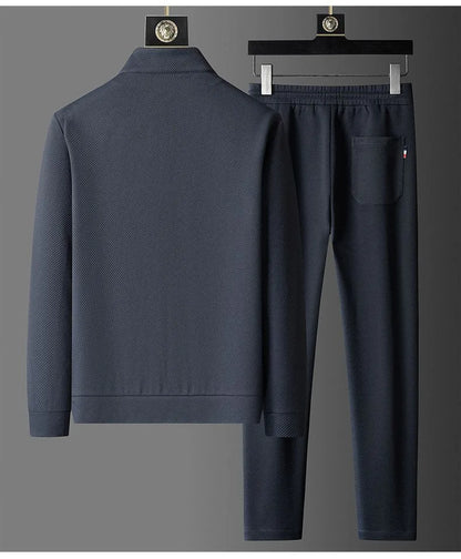 Spring and Autumn New Sportswear Suit Men's Casual Breathable High-end Jacket Trousers Stand-up Collar Zipper Open Mens Clothes