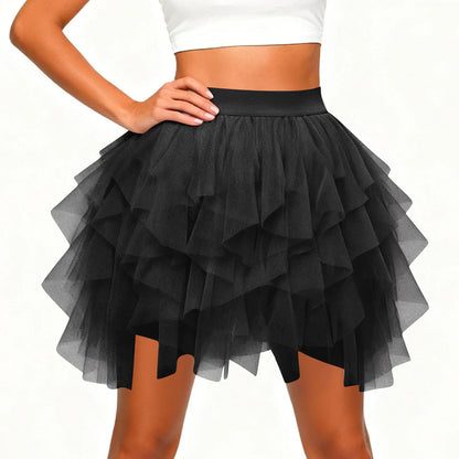Women's Tulle Tutu Skirt Fashion Solid Color High Waist Mesh Skirt A-line Puff Skirt Cute Cake Skirt Cute Ballet Ball Half Skirt