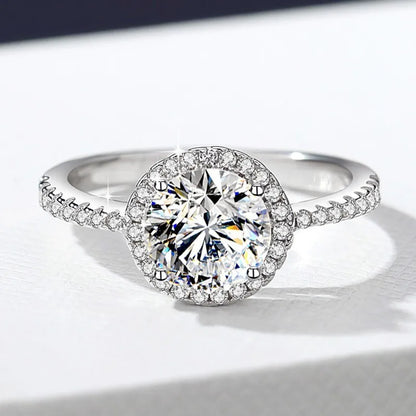 0.3-3CT D Color 100% Real Moissanite Rings for Women Round Sparkling Simulated Diamond Band S925 Sterling Silver Jewelry