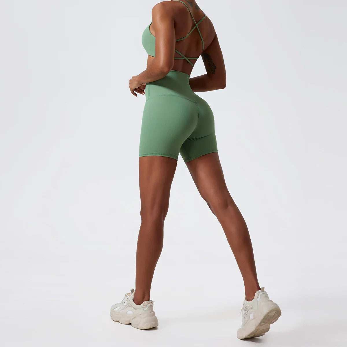 Two Pieces Yoga Set Women Gym Shorts Sports Suit Female Soften Skin-Friendly Activewear Beauty Back Women Sportswear