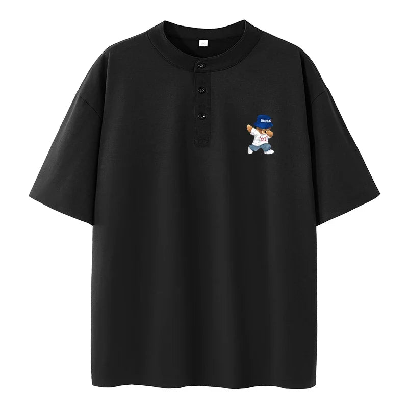 Henley Shirt Men Plus Size T-shirt 6XL 7XL 110-175kg Henley Neck Short Sleeve Polo Shirt Loose Oversized Big Size Men Clothing