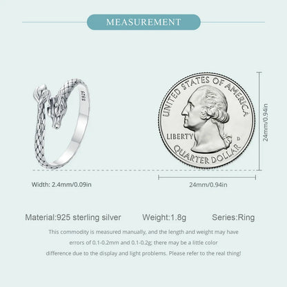 Vintage 925 Sterling Silver Dragon Opening Ring For Women Lucky Gothic Animal Stackable Rings Party Punk Hiphop Gift