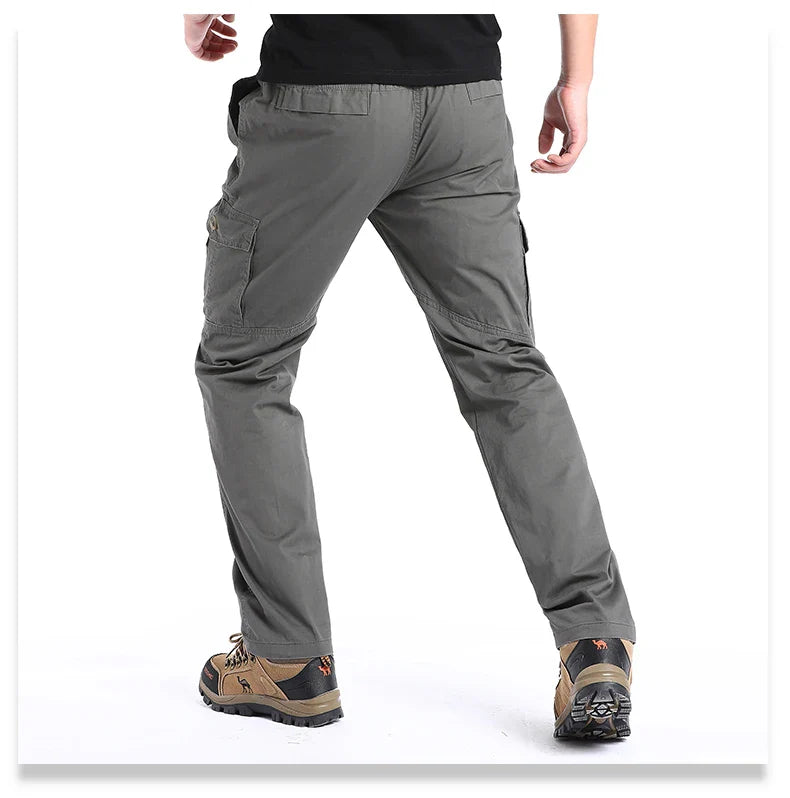 Men's Cotton Cargo Pants Casual Multiple Pocket Tacitcal Pants Spring Autumn Outdoor Camping Hiking Work Pants