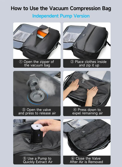 Vacuum Compression Backpacks Men Travel Backpack Expandable USB Bag Large Capacity 17 Laptop Bags For Schoo Cabin Bags